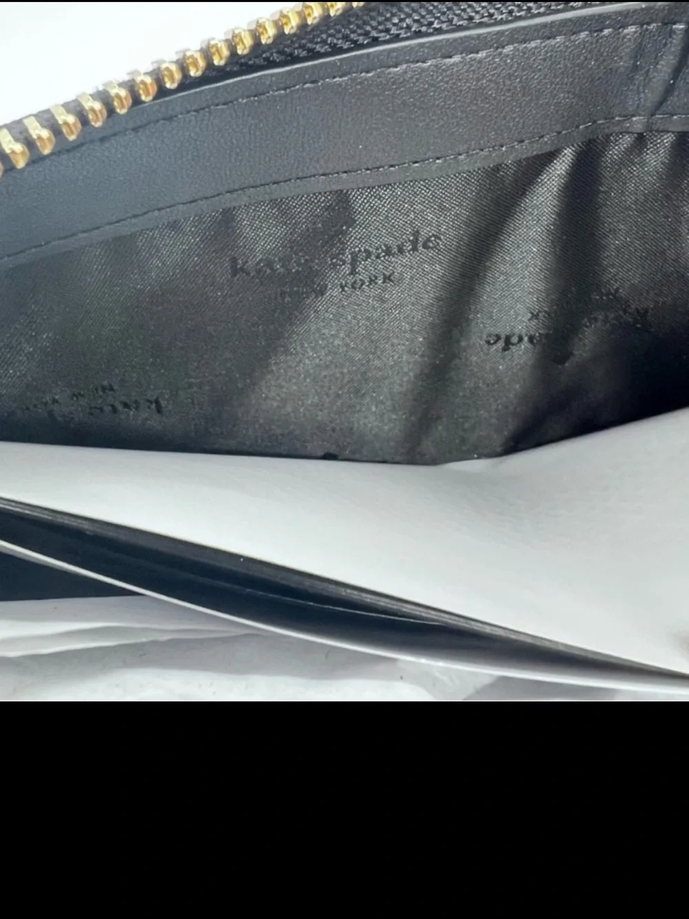 Kate Spade Shimmy Glitter Boxed Large Continental Wallet in black like new
